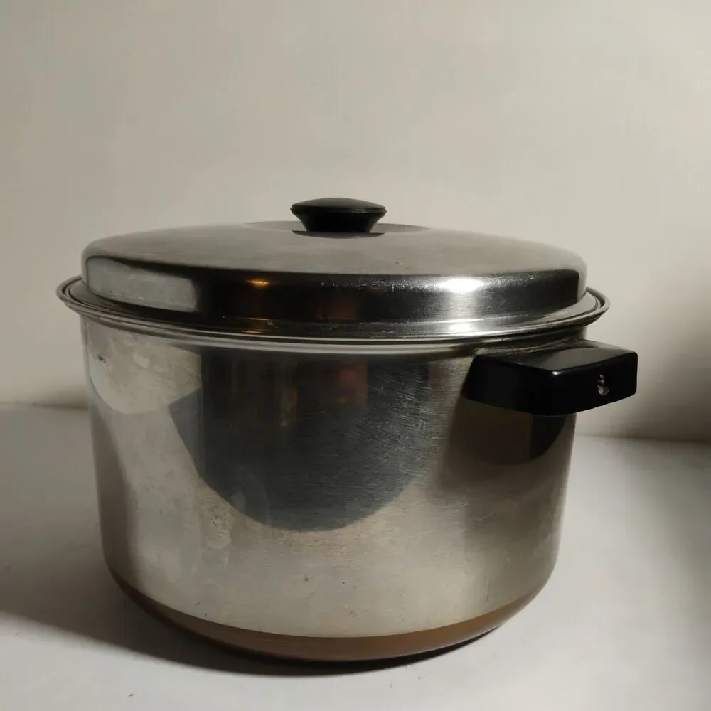 Vintage Eckoware Thick Copper Bottom 5qt Stock Pot  W/Lid  Chicago/39  USA
